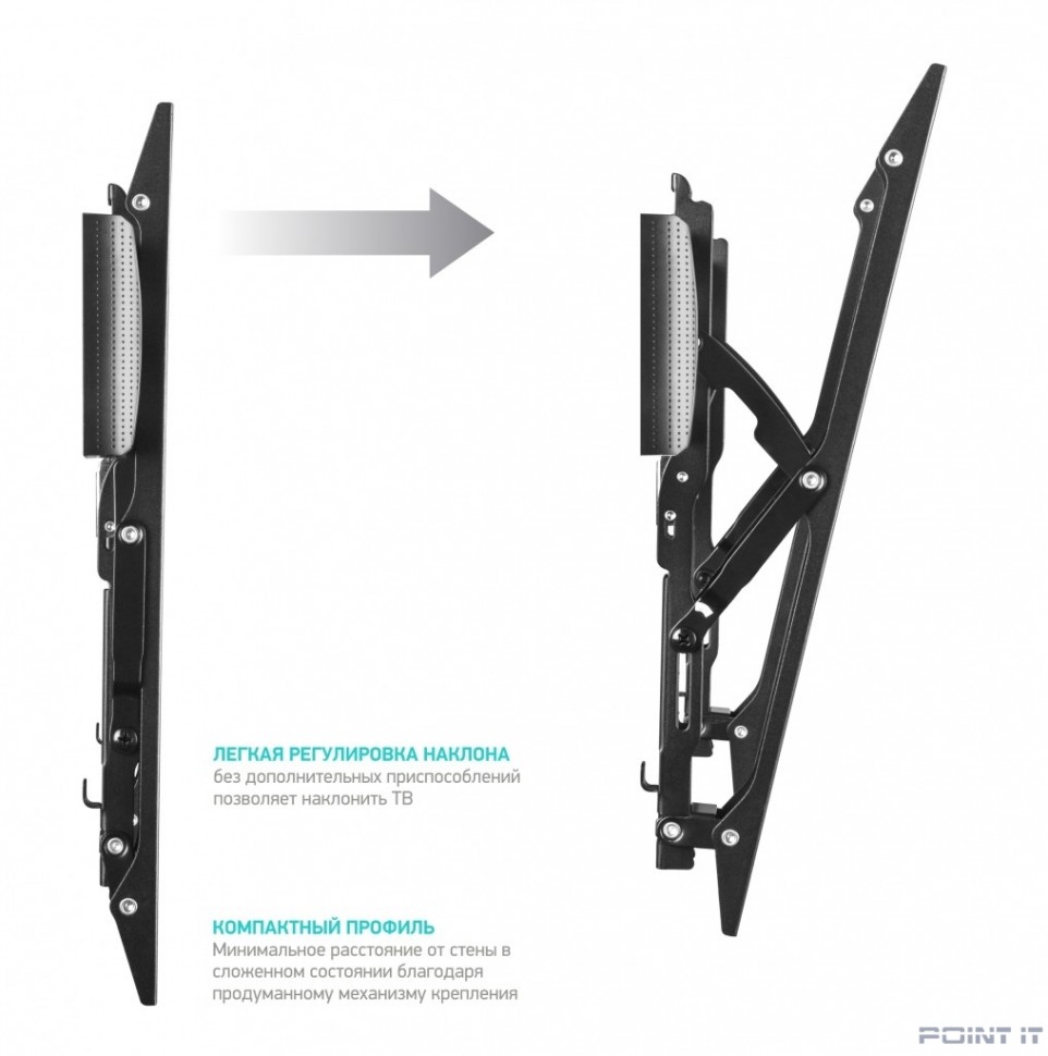 ONKRON TM6 чёрный {40"-65" Максимальная нагрузка: 36,4 кг VESA: 75x75, 100x100, 100x200, 200x100, 200x200, 200x300, 200x400, 300x100, 300x200, 300x300, 300x400, 400x200}