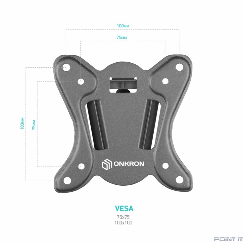ONKRON BASIC R4 чёрный Для телевизоров диагональю 10"-27" Максимальная нагрузка: 25 кг VESA: 75х75, 100х100 мм