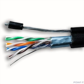 5bites Кабель FS5505-305CPE-M витая пара FTP/SOLID/5E/24AWG/COPPER/PE/BLACK/OUTDOOR/MESSENGER/DRUM/305M