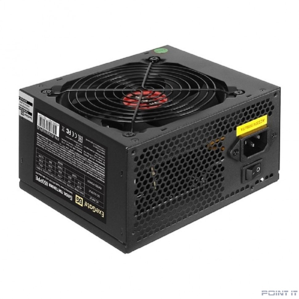 Exegate EX292162RUS Блок питания 850W ExeGate 850PPE (ATX, APFC, КПД 80% (80 PLUS), 12cm fan, 24pin, (4+4)pin, PCIe, 5xSATA, 3xIDE, FDD, black)
