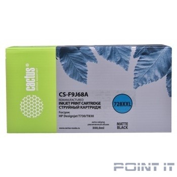 CACTUS F9J68A Картридж 728XL для HP DJ T730/T830, черный матовый (300мл)