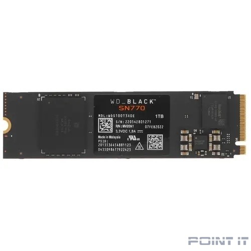 WD SSD Black SN770 WDS100T3X0E 1ТБ, M.2 2280, PCI-E 4.0 x4, NVMe, PCIe