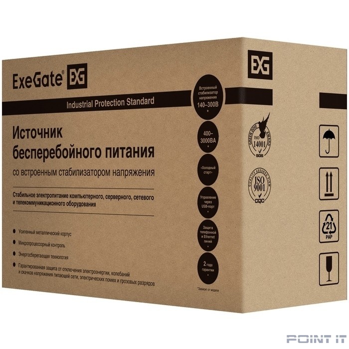 Exegate EX292635RUS ИБП ExeGate SpecialPro Smart LLB-2200.LCD.AVR.2SH.RJ.USB <2200VA/1300W, LCD, AVR,2*Schuko,RJ45/11,USB, металлический корпус, Black>