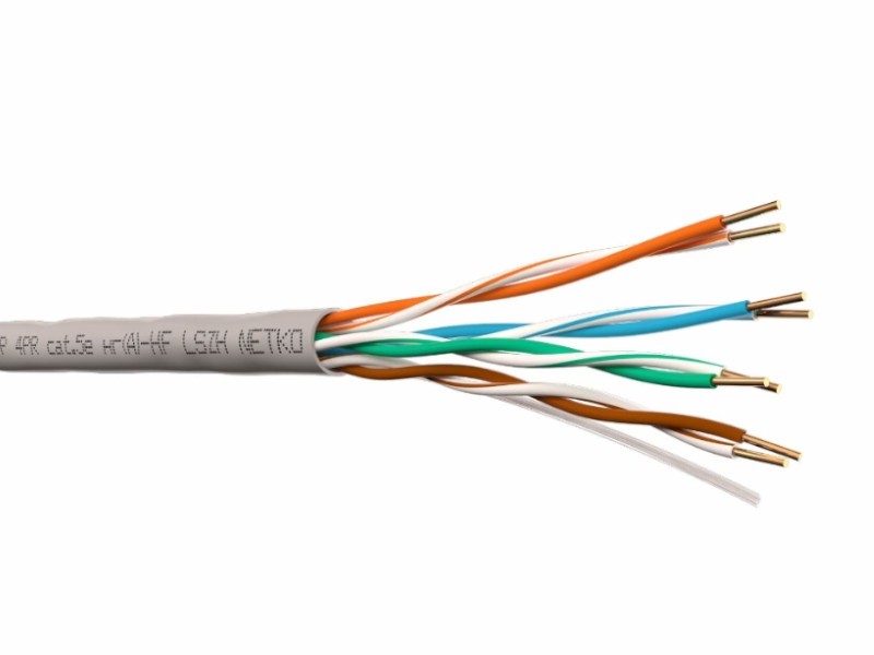 Кабель U/UTP4 cat.5e, 4 пары 24 AWG BC, 305м, нг(А)-HF LSZH - малодымный, не содержащий галогенов; серый; одножильный, FLUKE TEST, NETKO Expert СКС