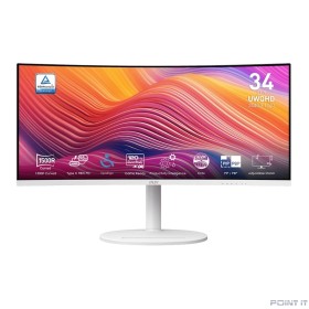 Монитор MSI Modern 34" MD342CQPW White {VA Curved 3440x1440 120Hz 1ms 3000:1 21:9 300cd 2xHDMI DisplayPort 2xUSB USB-C Speaker Tilt Swivel Height white cable}