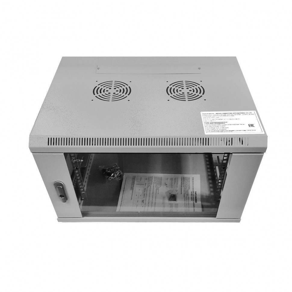 Шкаф настенный 9U серия WMA (Wall Maestro) (600х600х500), передняя дверь стекло, собранный, серый Netko А